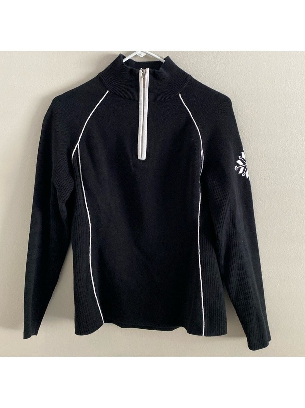 Eddie Bauer 1/2 zip mock neck black sweater